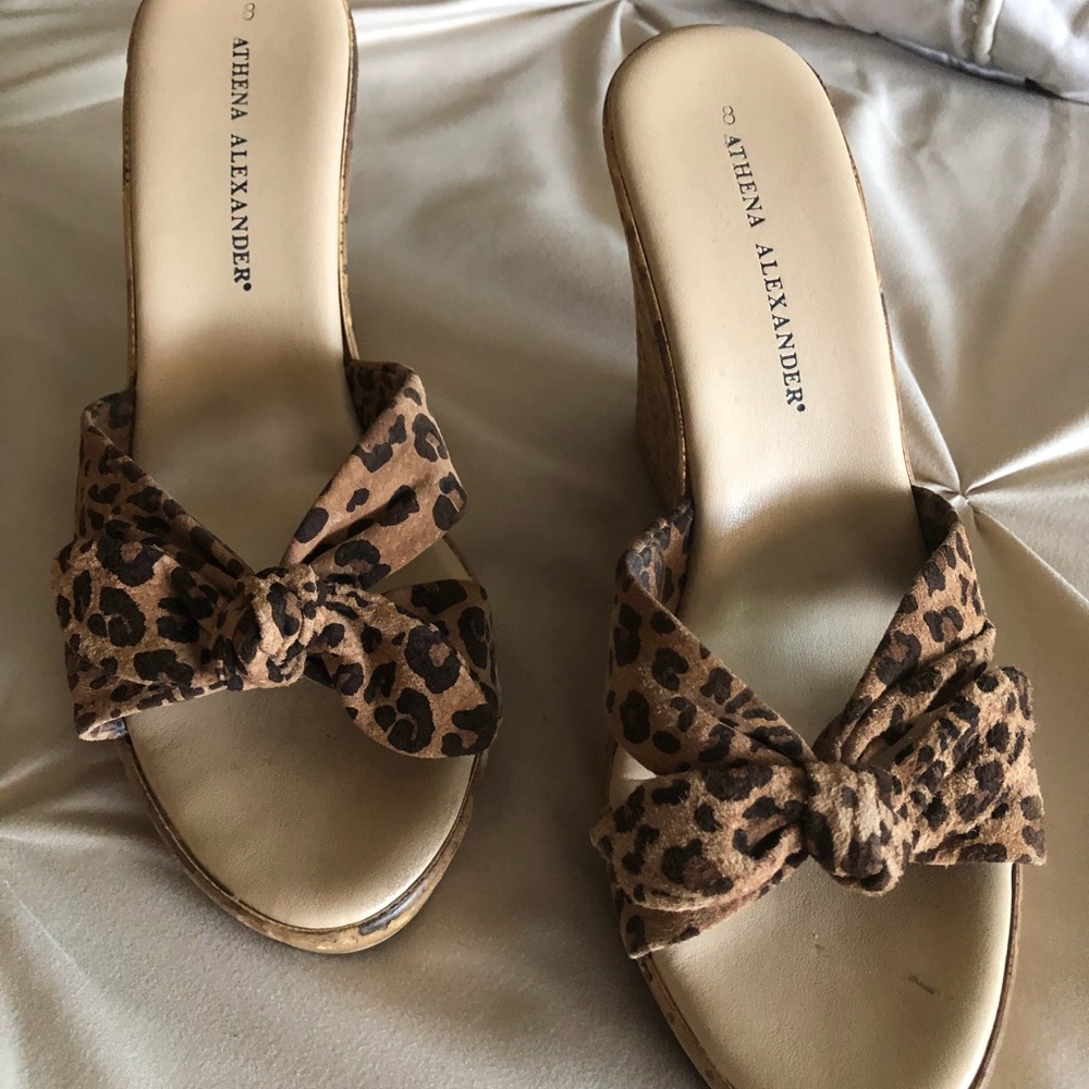 Animal print wedge heels